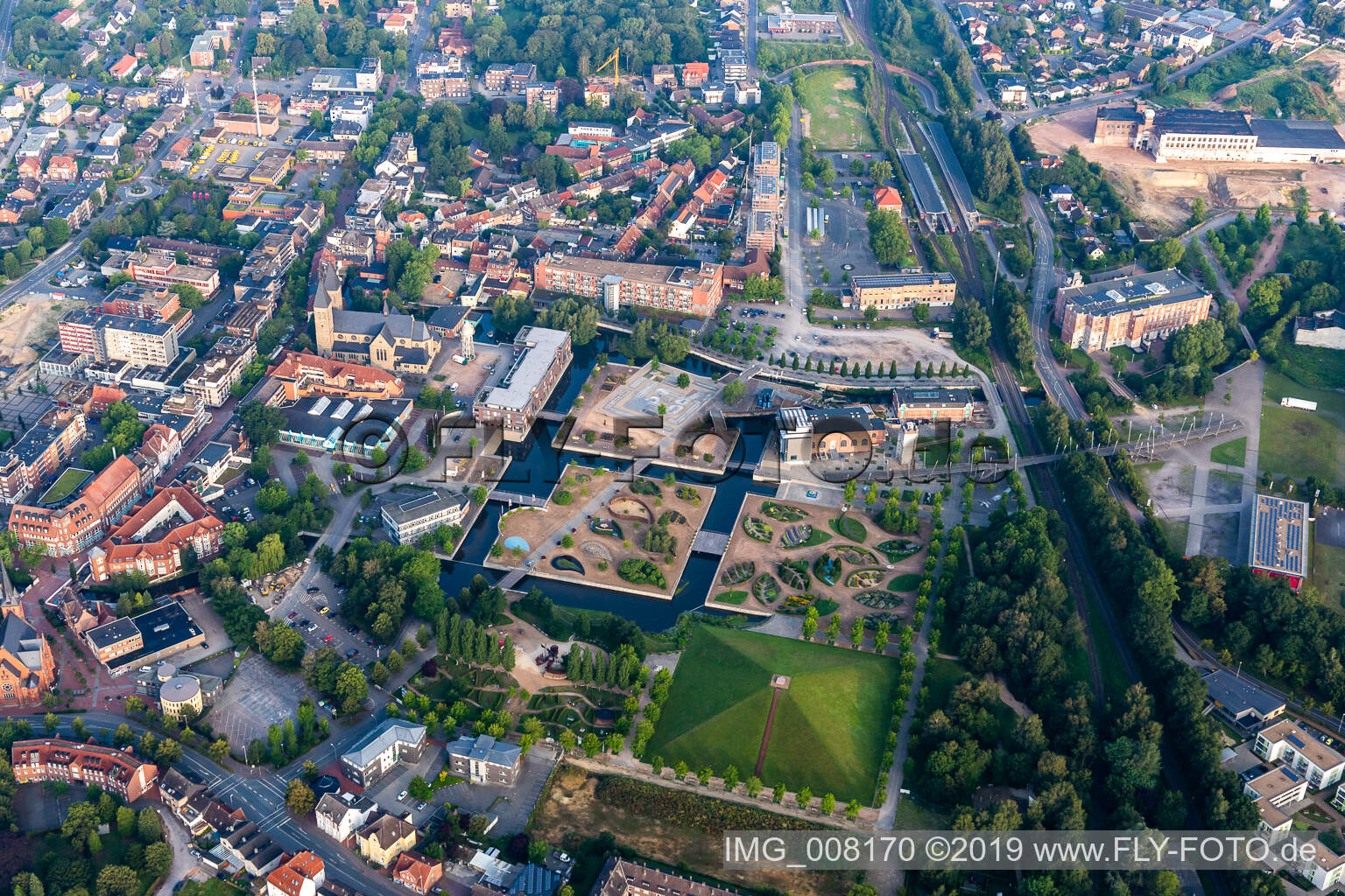 Aerial view of LAGA, rock'n'pop museum in Gronau in the state North Rhine-Westphalia, Germany