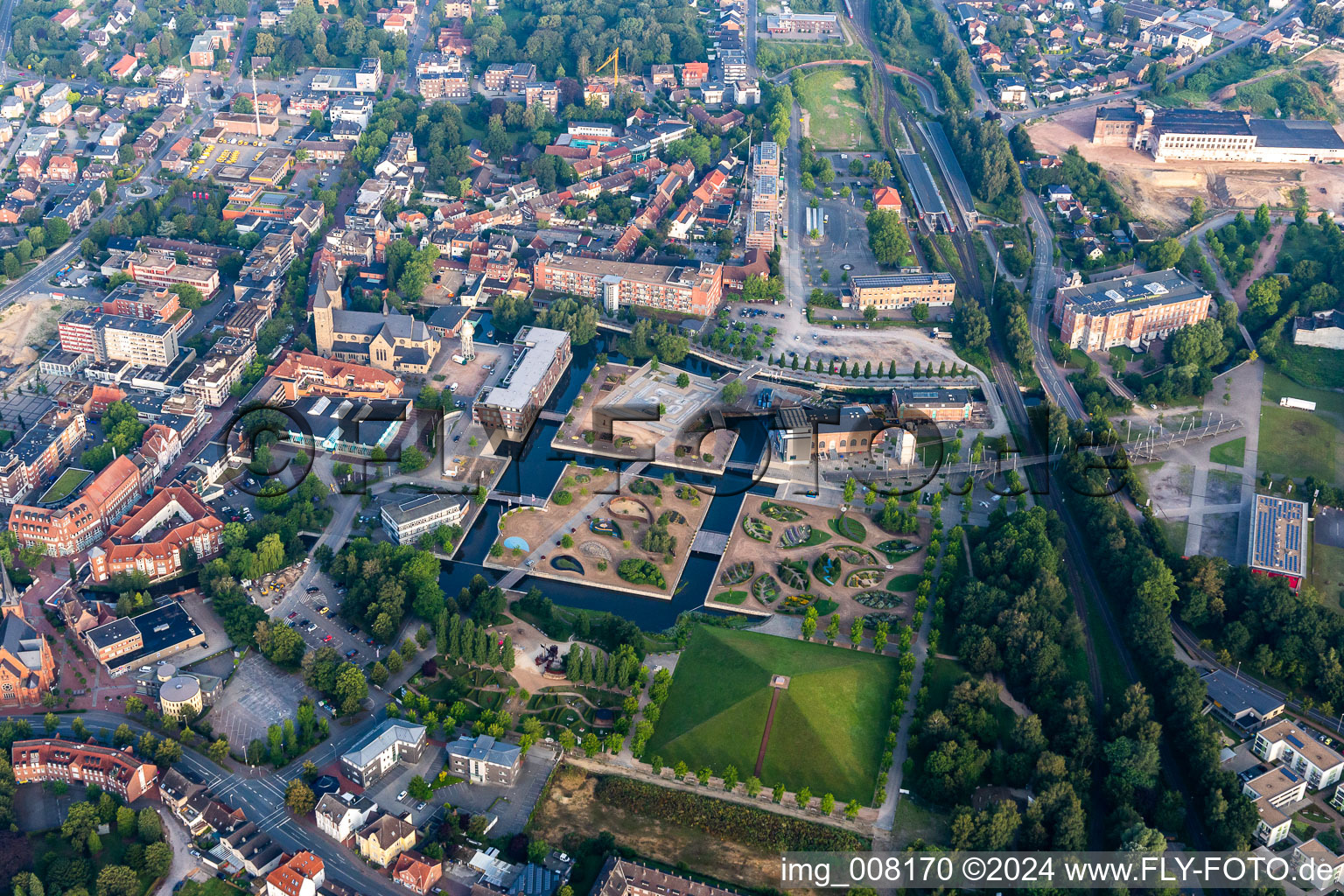 Aerial view of LAGA, rock'n'pop museum in Gronau in the state North Rhine-Westphalia, Germany