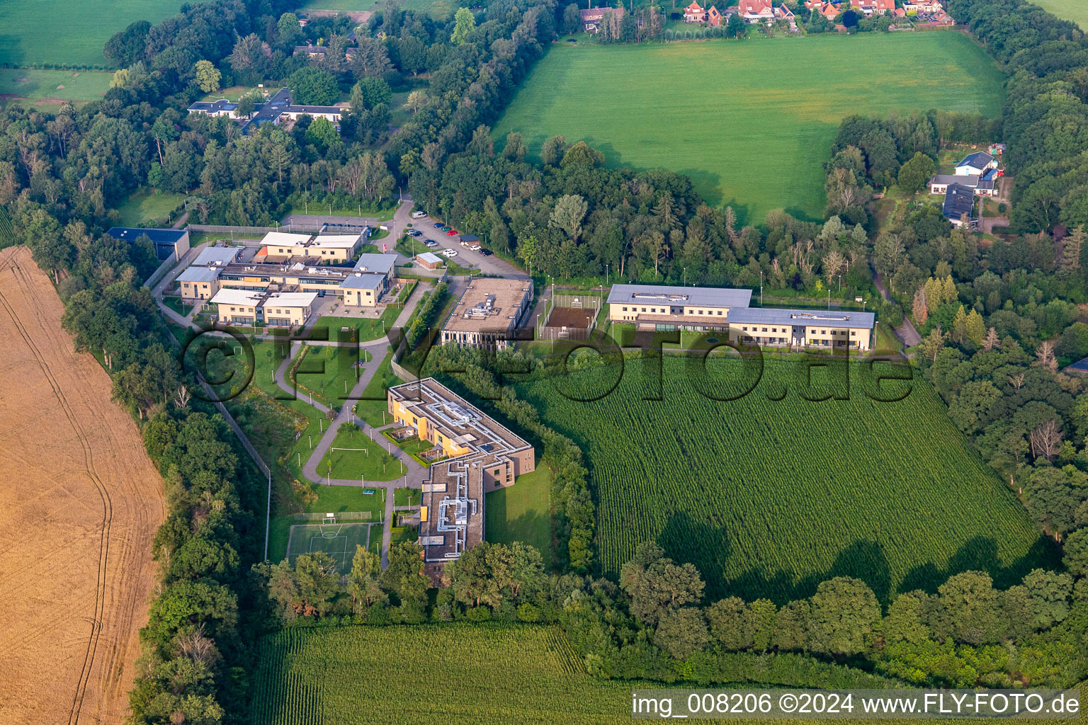 Aerial view of Panovenweg Prison in Rekken in the state Gelderland, Netherlands