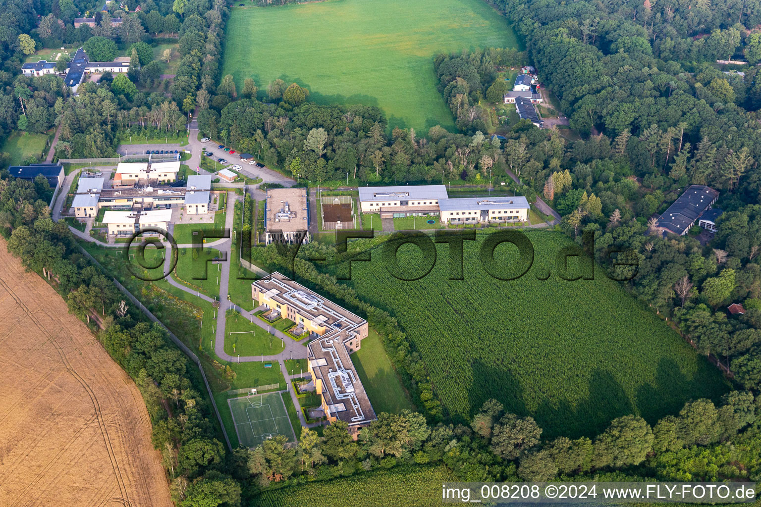 Oblique view of Panovenweg Prison in Rekken in the state Gelderland, Netherlands