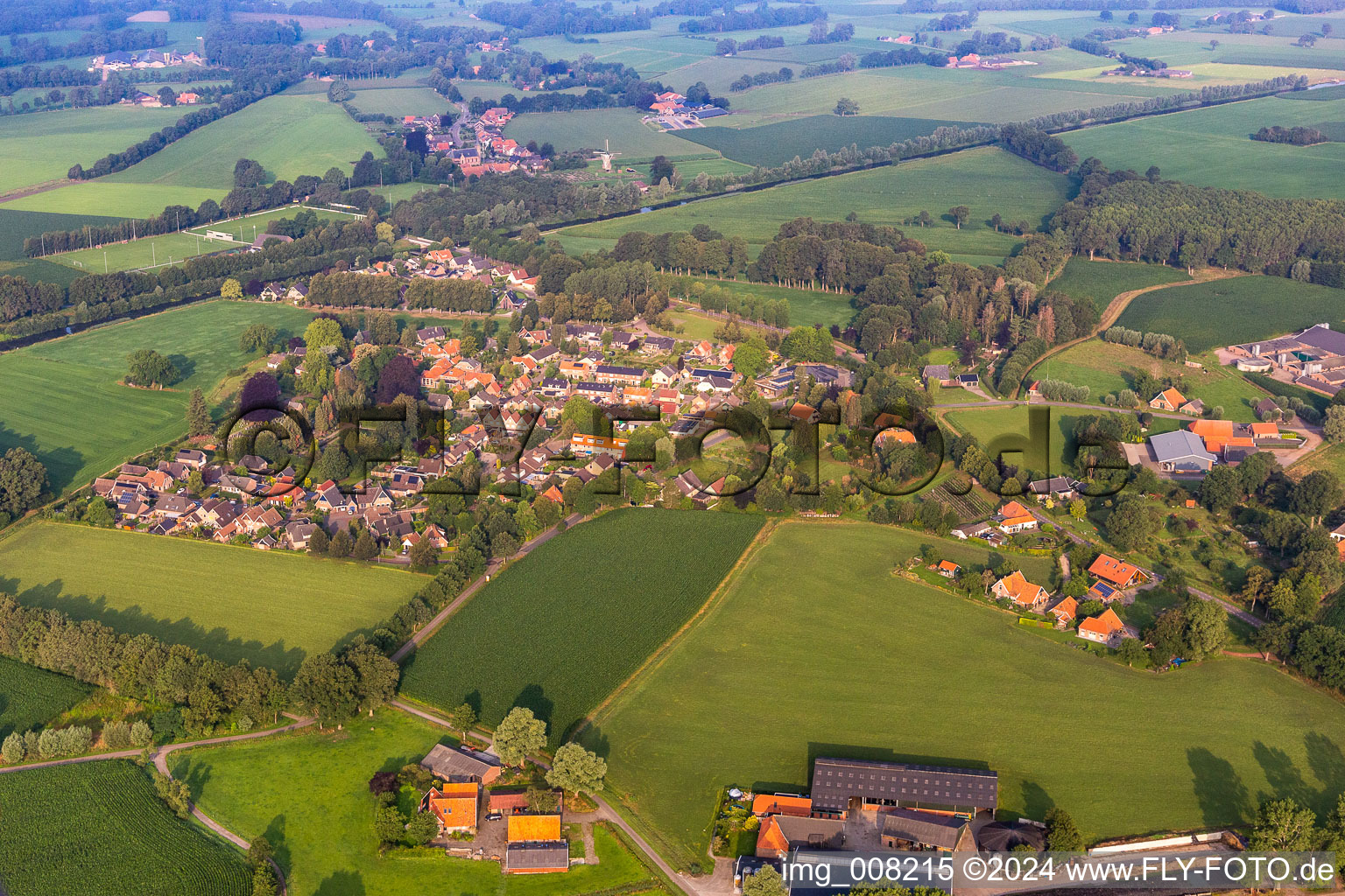 Aerial view of Rekken in the state Gelderland, Netherlands