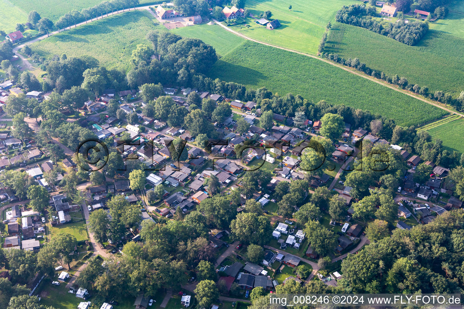 Aerial view of Camping 't Wieskamp in Winterswijk Henxel in the state Gelderland, Netherlands