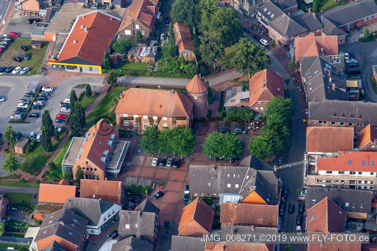 Aerial view of Castle Ramsdorf in Ramsdorf in the state North Rhine-Westphalia, Germany