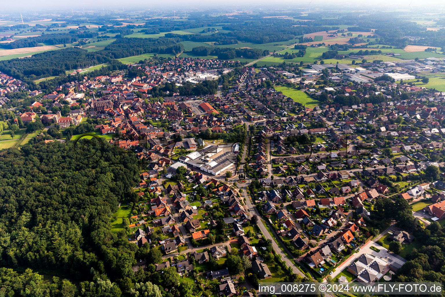 Bird's eye view of Velen in the state North Rhine-Westphalia, Germany