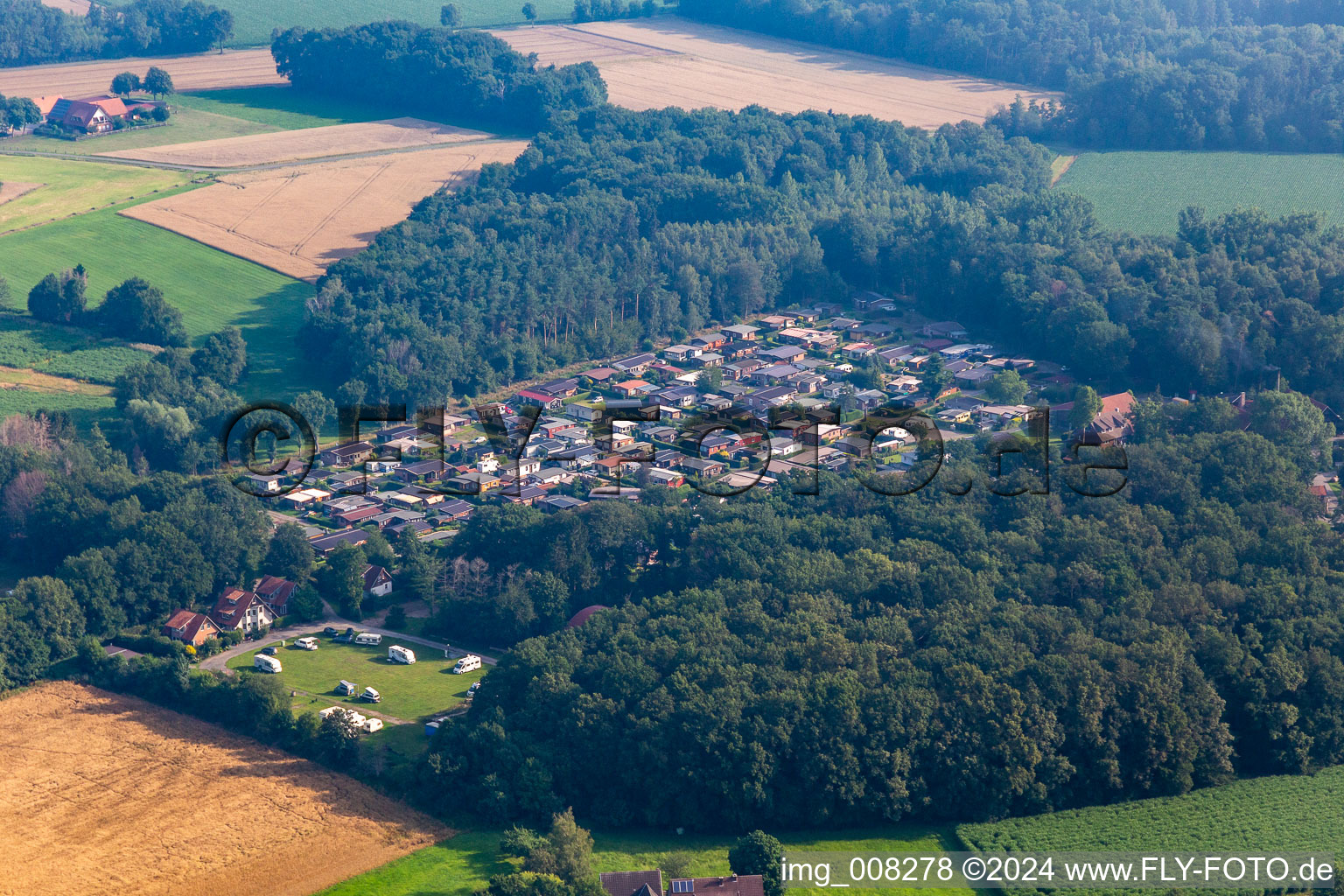 Recreation area Waldvelen, family ven der Buss in Velen in the state North Rhine-Westphalia, Germany from the drone perspective