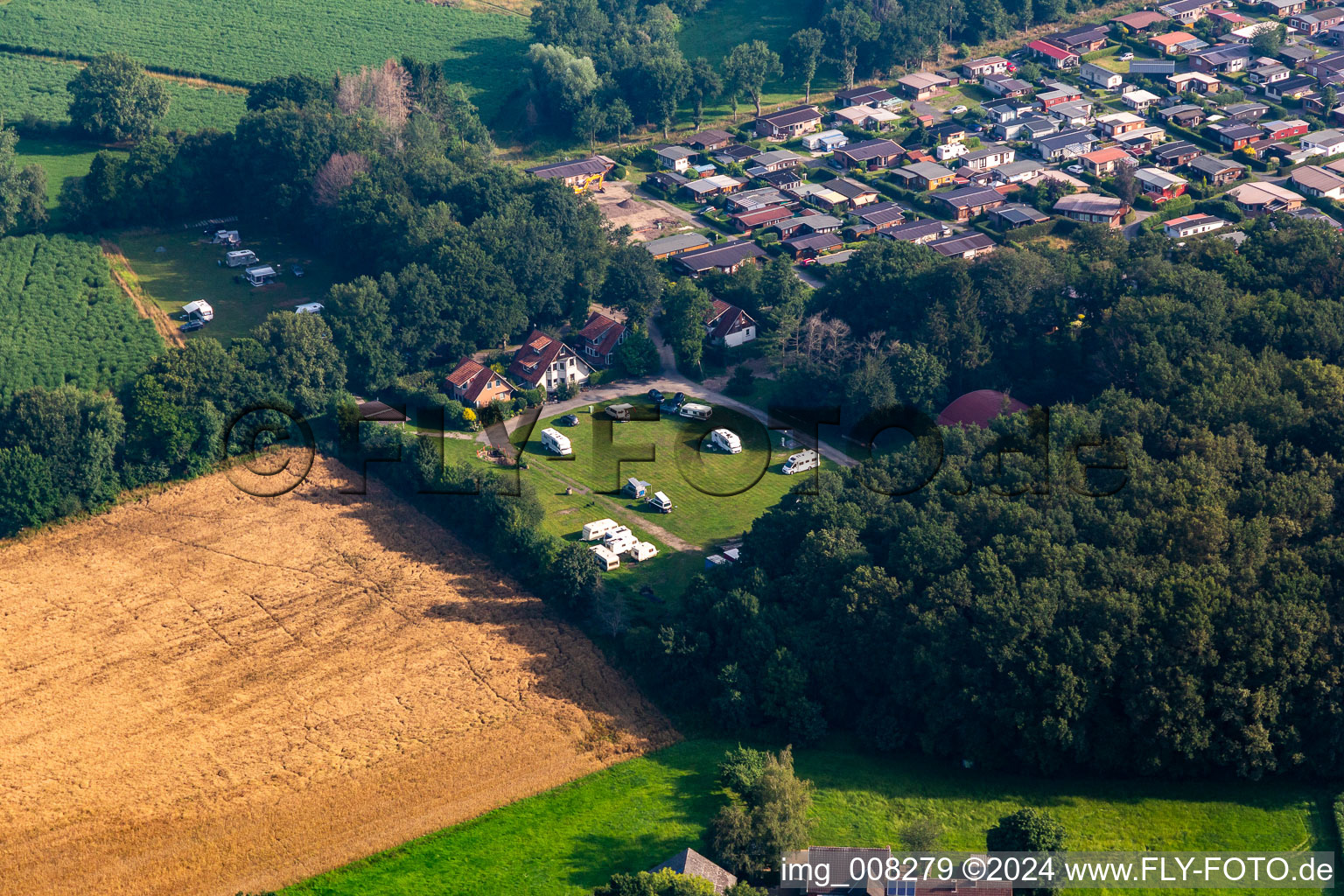 Recreation area Waldvelen, family ven der Buss in Velen in the state North Rhine-Westphalia, Germany from a drone