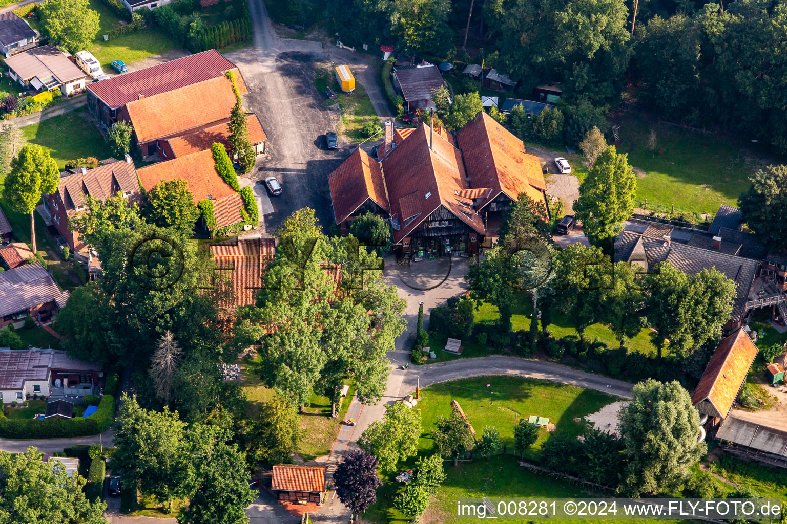 Aerial view of Recreation area Waldvelen, family ven der Buss in Velen in the state North Rhine-Westphalia, Germany