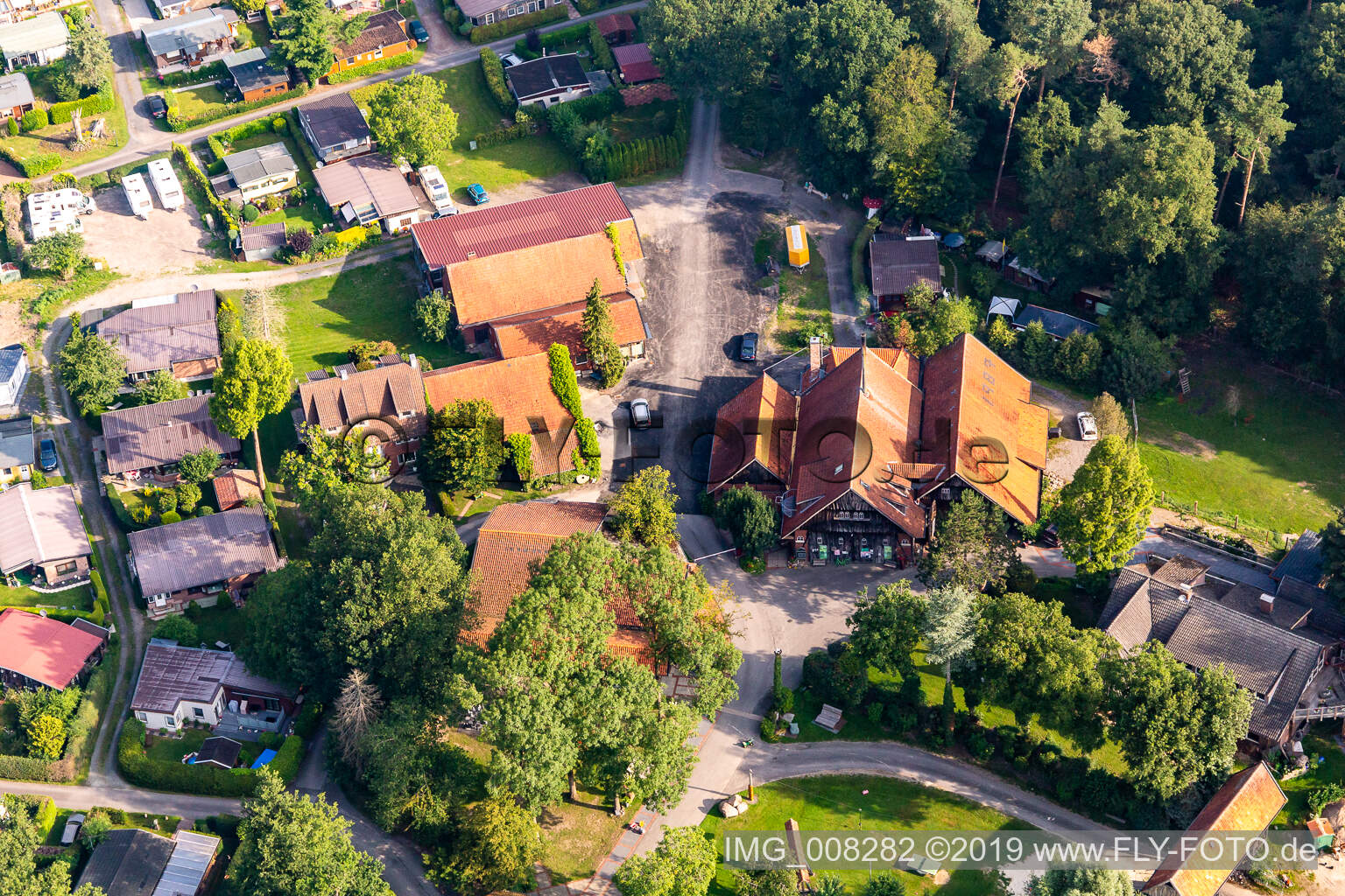 Aerial photograpy of Waldvelen recreation area, family ven der Buss in Velen in the state North Rhine-Westphalia, Germany