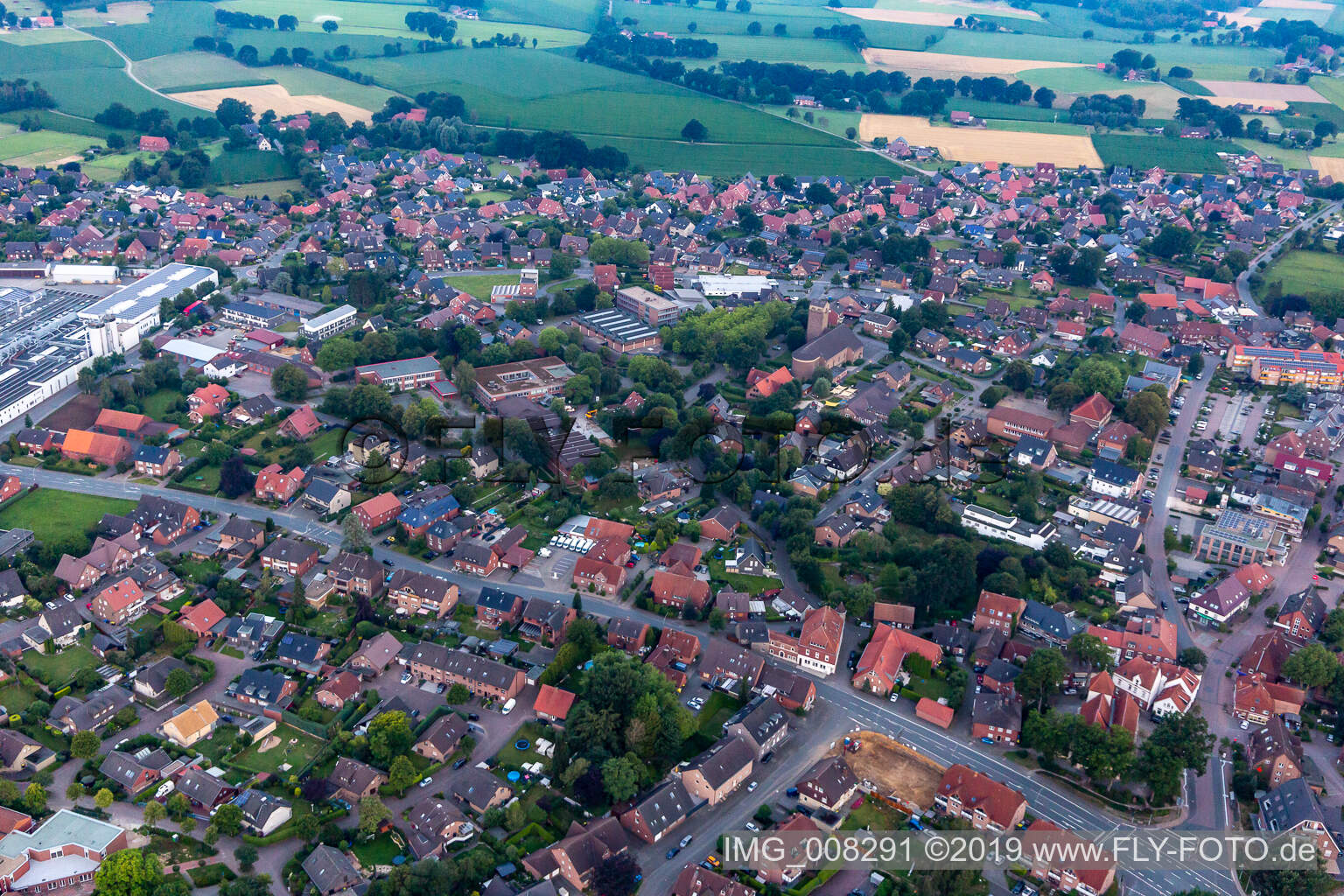 Aerial view of Groß Reken in the state North Rhine-Westphalia, Germany