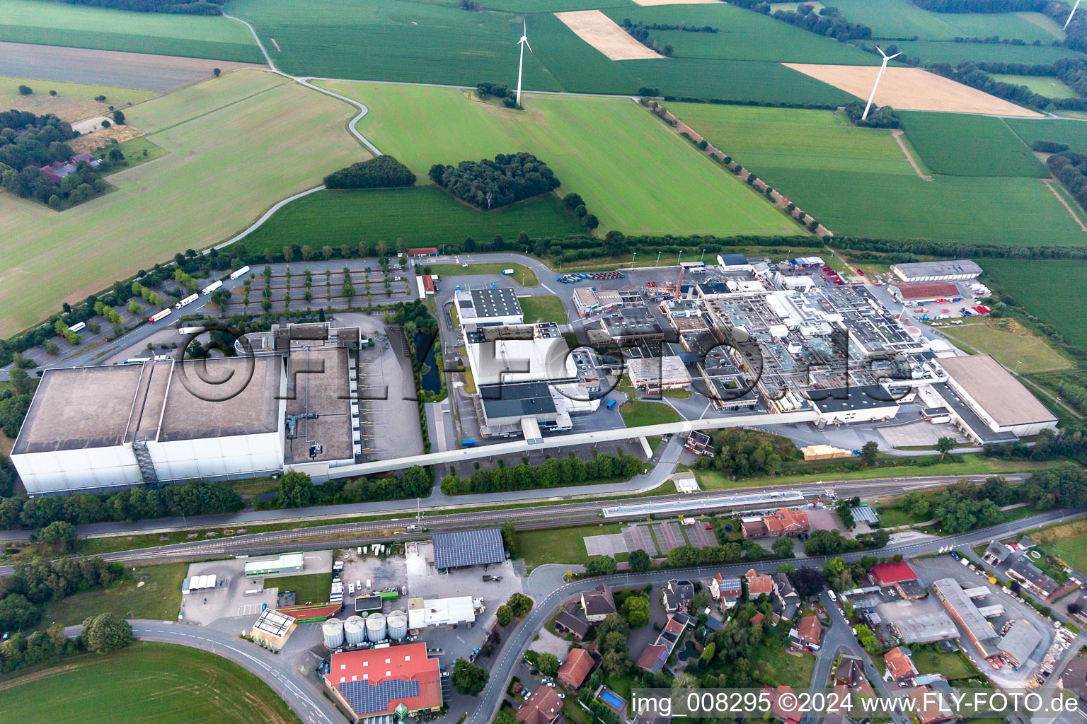Buildings and production halls on the food manufacturer's premises IGLO GmbH in Reken in the state North Rhine-Westphalia, Germany