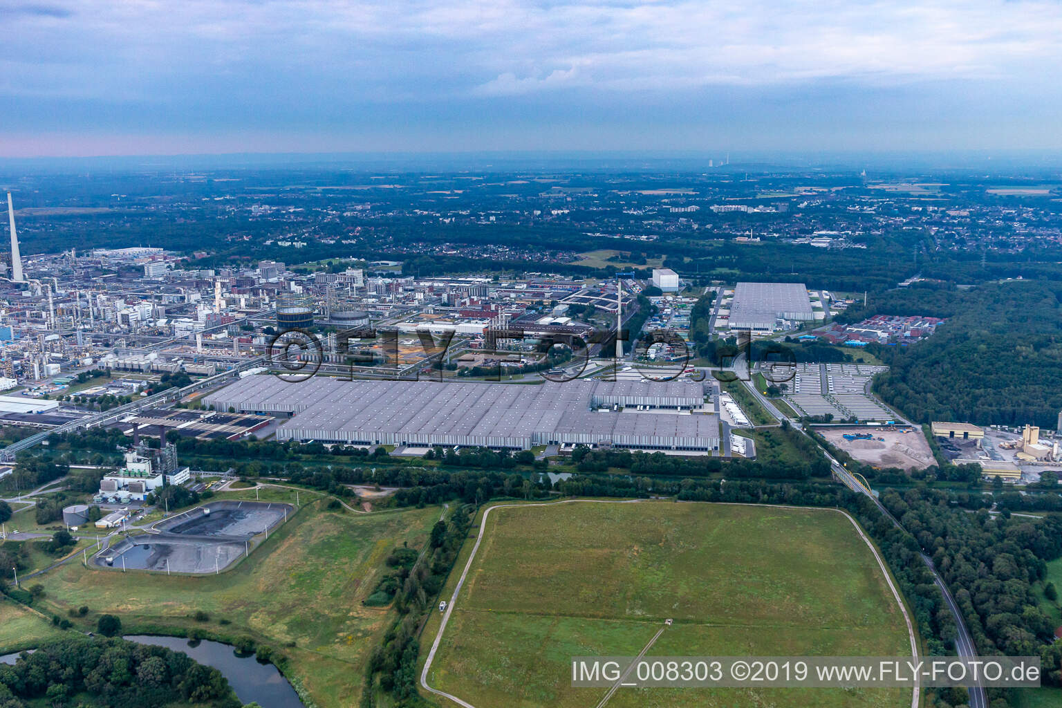 Aerial view of Chemical park Marl in Marl in the state North Rhine-Westphalia, Germany