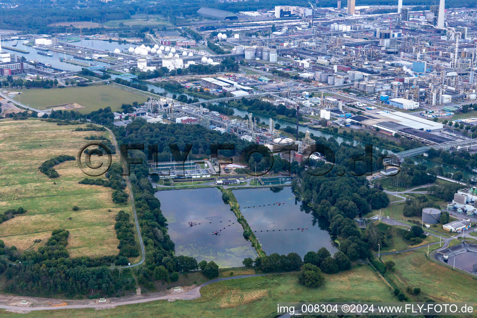 Chemical park Marl behind the Lippe floodplains in the district Chemiezone in Marl in the state North Rhine-Westphalia, Germany