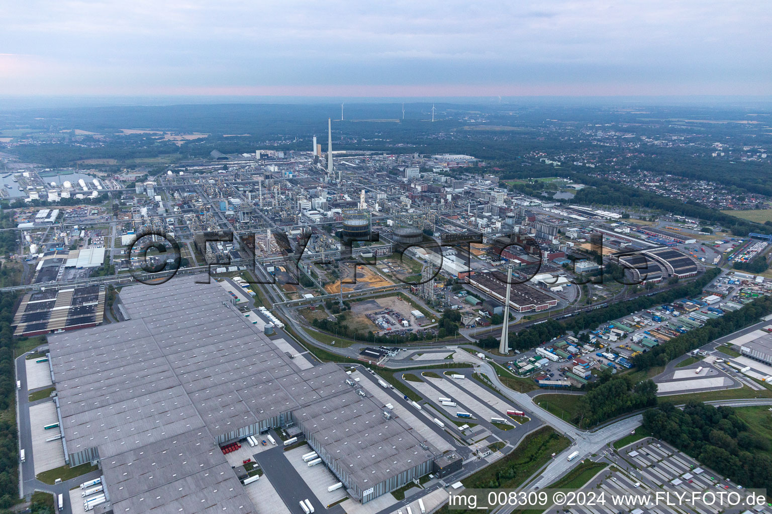 Aerial view of Metro Central Logistic, Chemical Park Marl in Marl in the state North Rhine-Westphalia, Germany