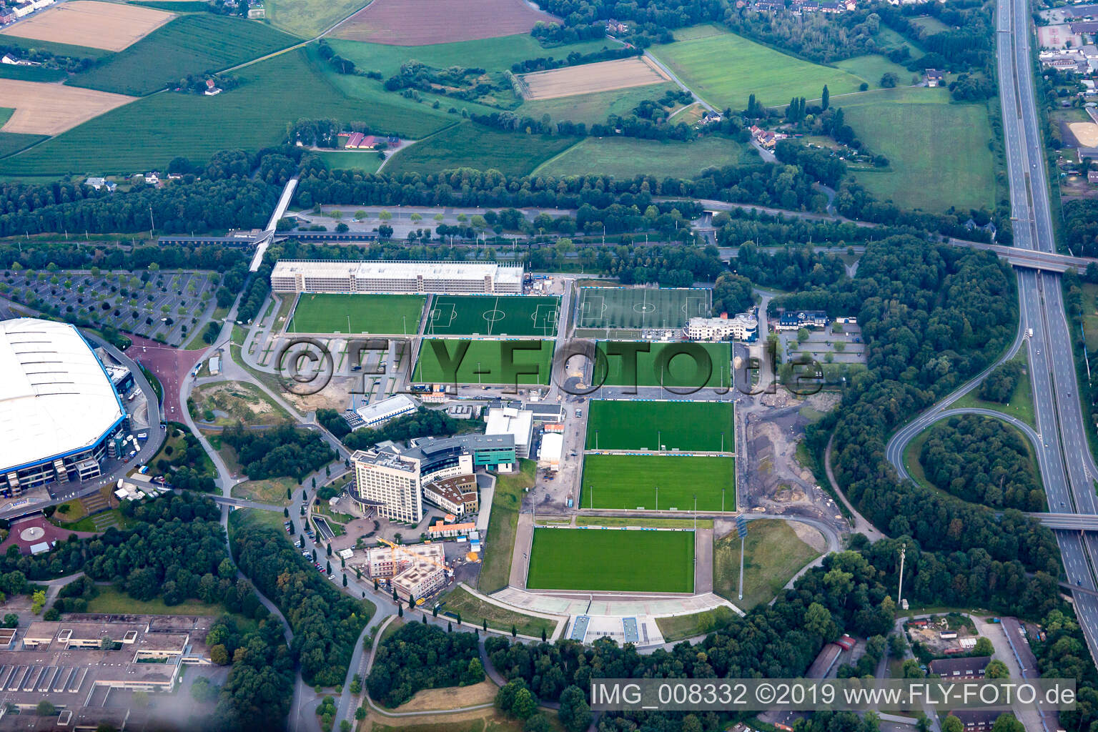 Aerial view of Valtellina Arena in Gelsenkirchen in the state North Rhine-Westphalia, Germany