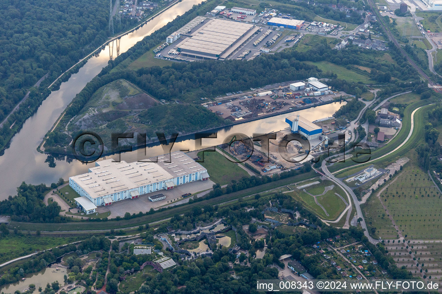 Aerial view of Tata Steel on the Rhine-Herne Canal in the district Bismarck in Gelsenkirchen in the state North Rhine-Westphalia, Germany