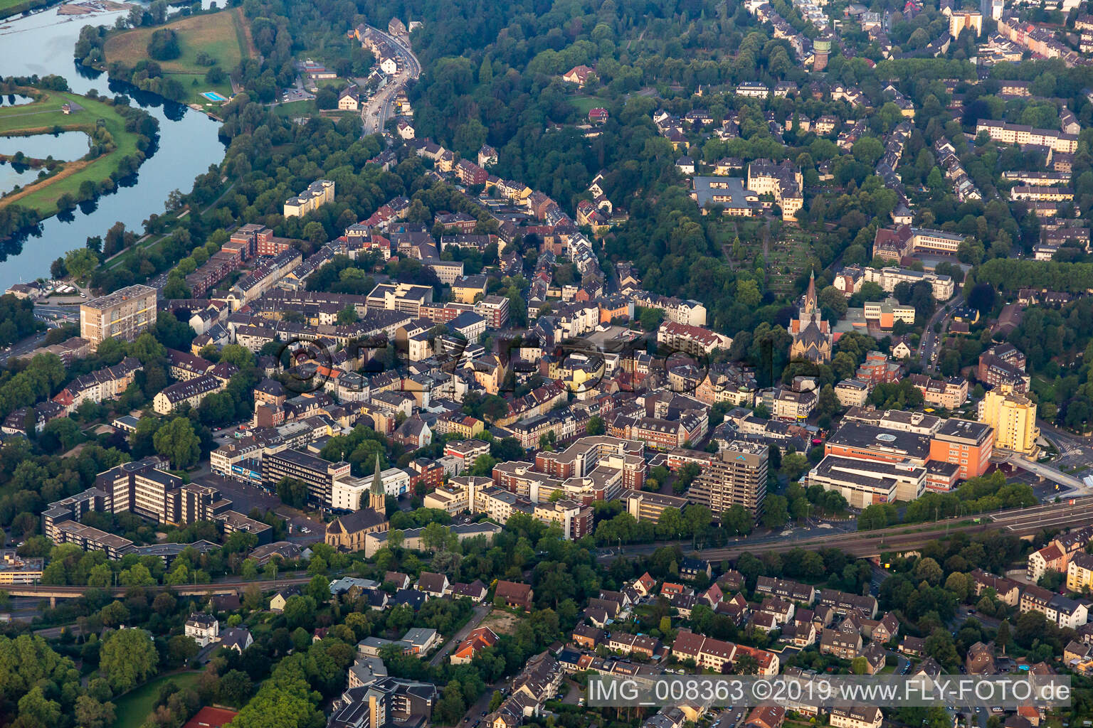 Aerial view of Essen-Steele in the state North Rhine-Westphalia, Germany