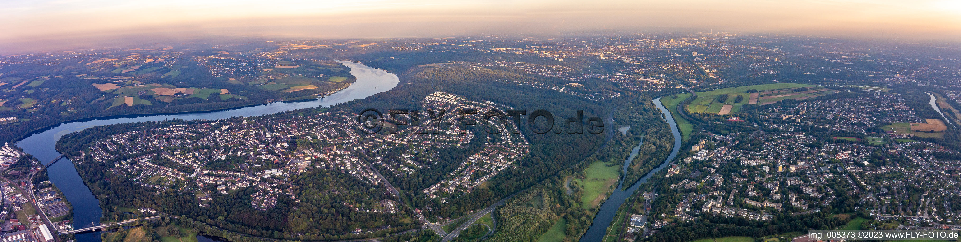 Panorama at Lake Baldeneyersee in Heisingen in the state North Rhine-Westphalia, Germany