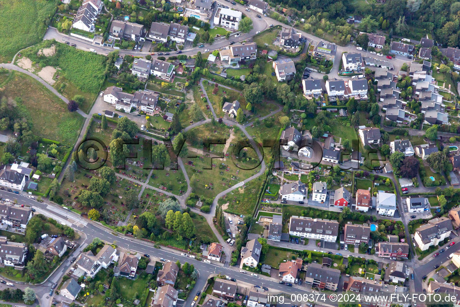 Grave rows on the grounds of the cemetery in the district Kupferdreh in Essen in the state North Rhine-Westphalia, Germany