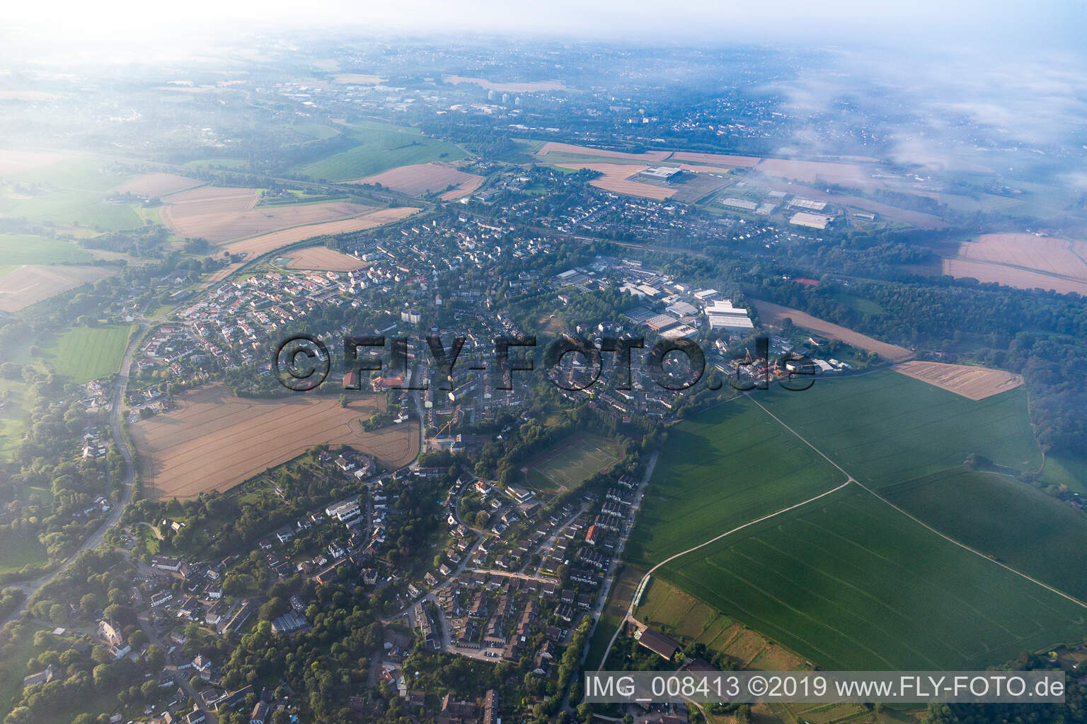 Aerial view of Haan in the state North Rhine-Westphalia, Germany