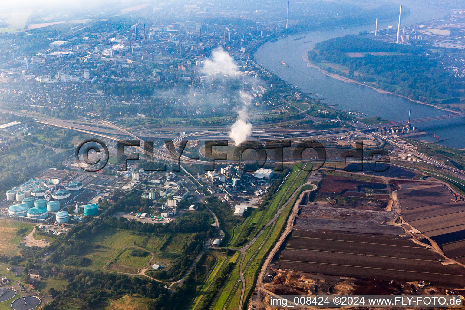 Waste disposal center at the Old Bürriger Deich in Leverkusen in the state North Rhine-Westphalia, Germany