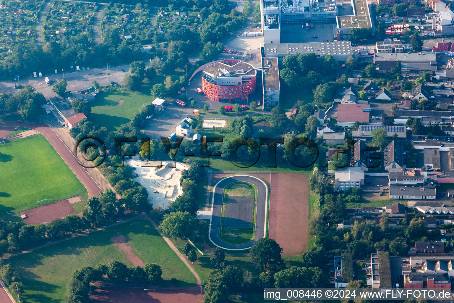 Ensemble of sports grounds Bezirkssportanlage Weidenpesch, Fuehrungs- and Schulungszentrum of Berufsfeuerwehr Koeln in the district Weidenpesch in Cologne in the state North Rhine-Westphalia, Germany