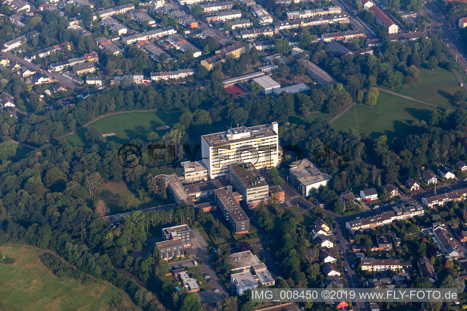 Aerial view of Holy Spirit Hospital in Longerich in the state North Rhine-Westphalia, Germany