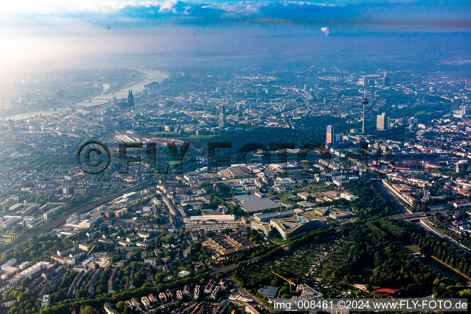 City center in the downtown area on the banks of river course in Cologne in the state North Rhine-Westphalia, Germany