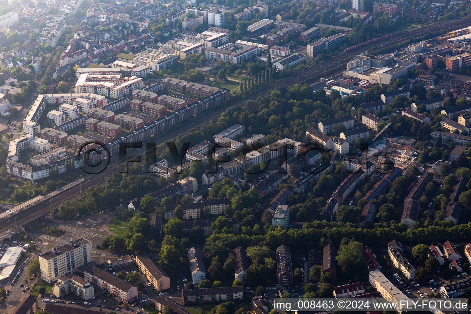 Aerial view of District Neuehrenfeld in Köln in the state North Rhine-Westphalia, Germany