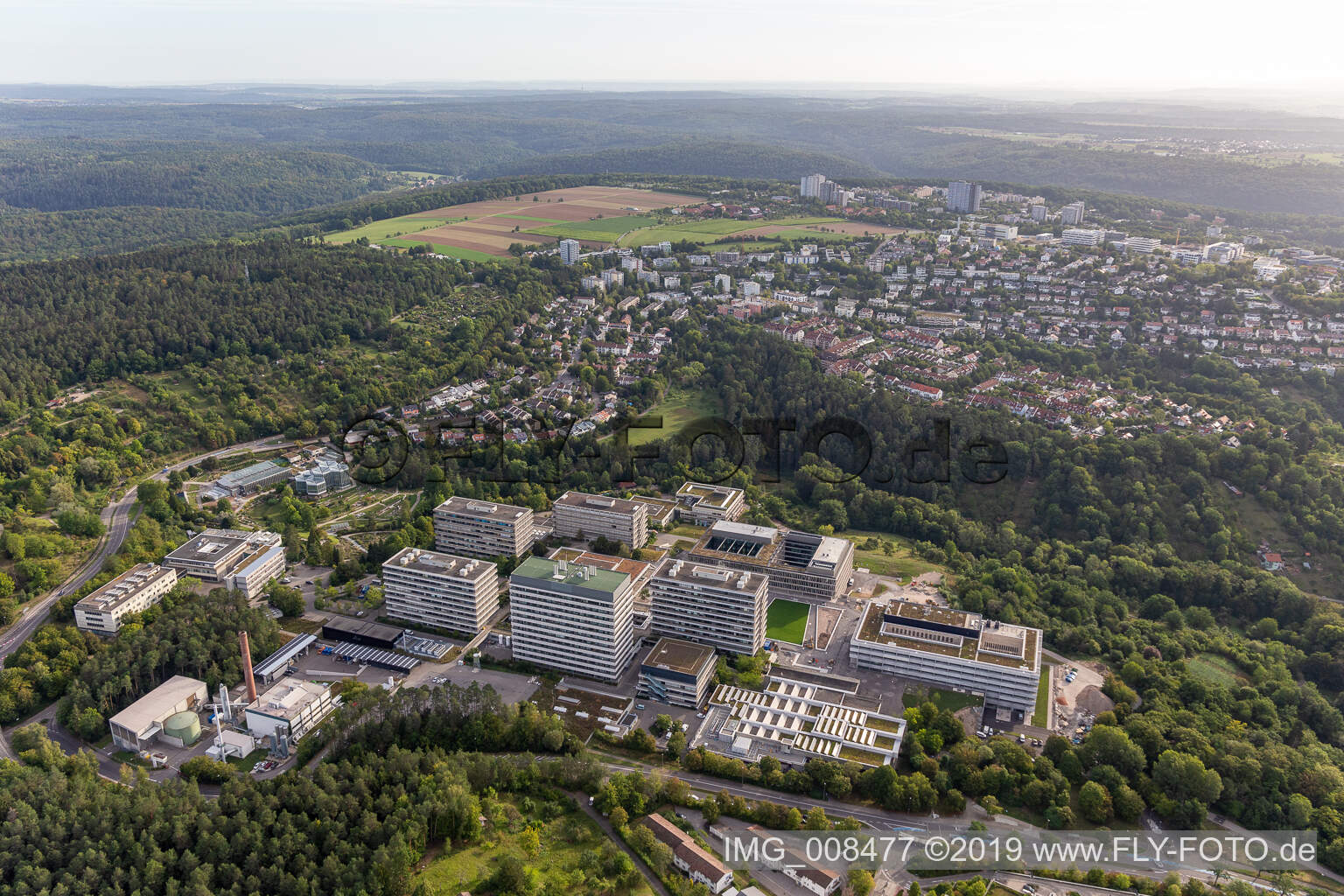 Aerial view of University Tübingen in Tübingen in the state Baden-Wuerttemberg, Germany