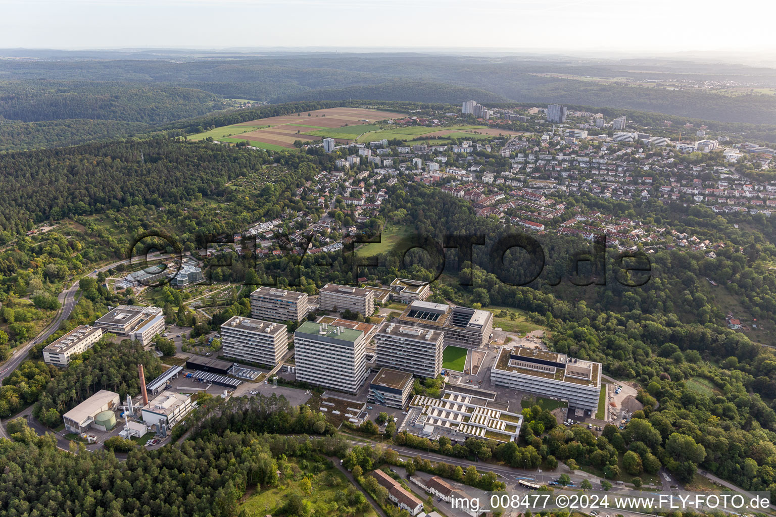 Aerial view of University Tübingen in Tübingen in the state Baden-Wuerttemberg, Germany