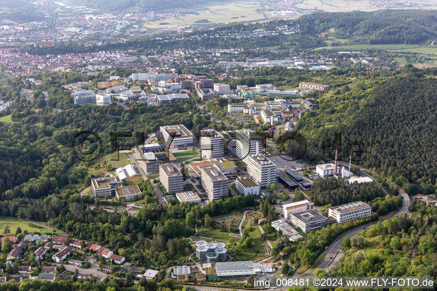 Aerial view of Campus building of the university in Tuebingen in the state Baden-Wuerttemberg, Germany