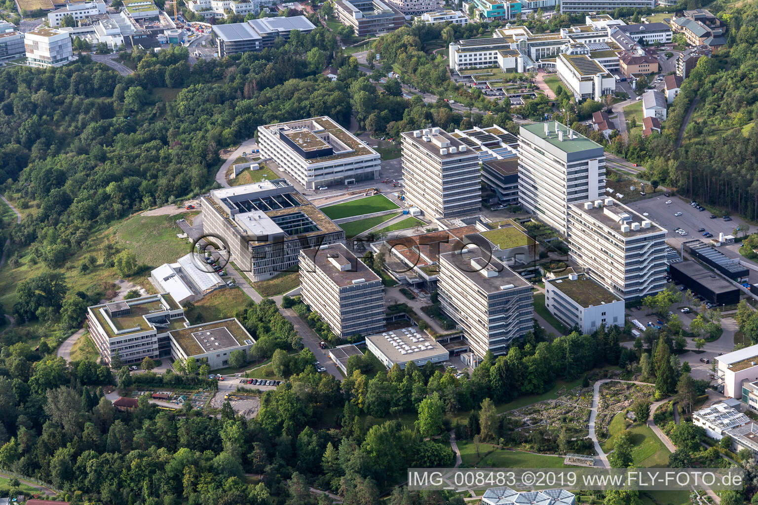 Aerial photograpy of University Tübingen in Tübingen in the state Baden-Wuerttemberg, Germany