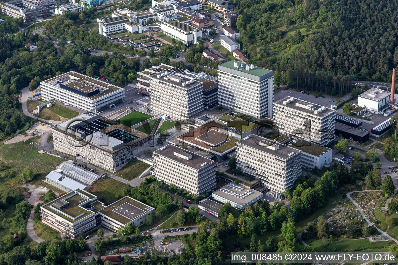 Aerial photograpy of Campus building of the university in Tuebingen in the state Baden-Wuerttemberg, Germany