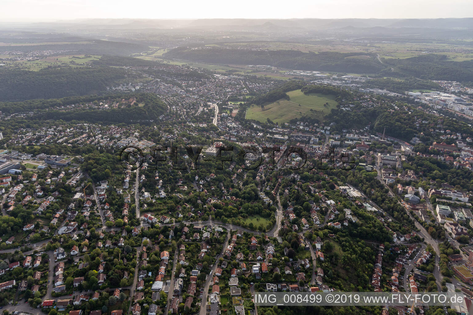 Aerial photograpy of Tübingen in the state Baden-Wuerttemberg, Germany