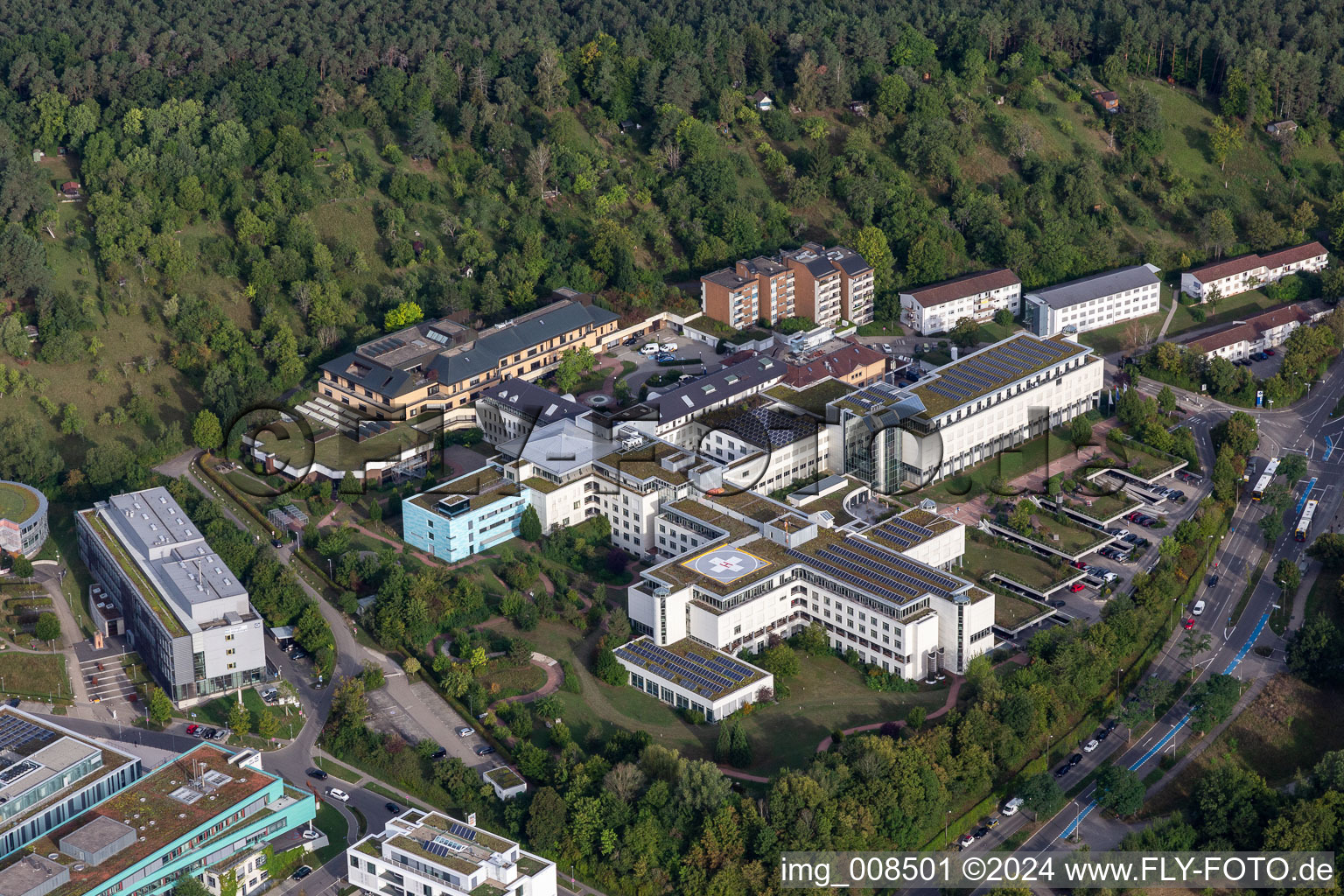 Aerial view of Hospital grounds of the Clinic " BG Klinik Tuebingen " in Tuebingen in the state Baden-Wuerttemberg, Germany