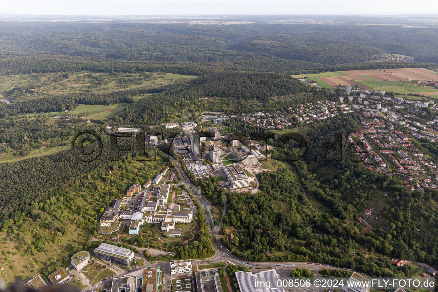 University Tübingen in Tübingen in the state Baden-Wuerttemberg, Germany from the plane