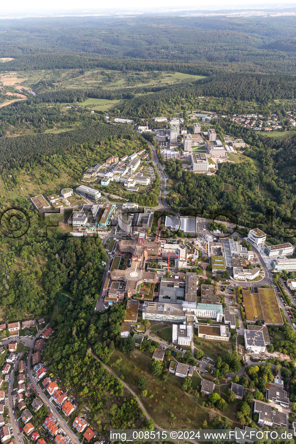 Aerial photograpy of General overview of the hospital grounds of the Clinic Medizinische Universitaetsklinik on Schnarrenberg in Tuebingen in the state Baden-Wurttemberg, Germany