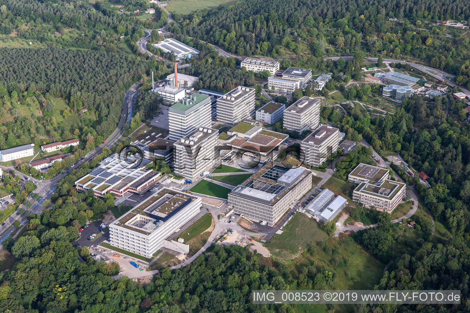 Aerial view of University Tübingen in the district Universität in Tübingen in the state Baden-Wuerttemberg, Germany