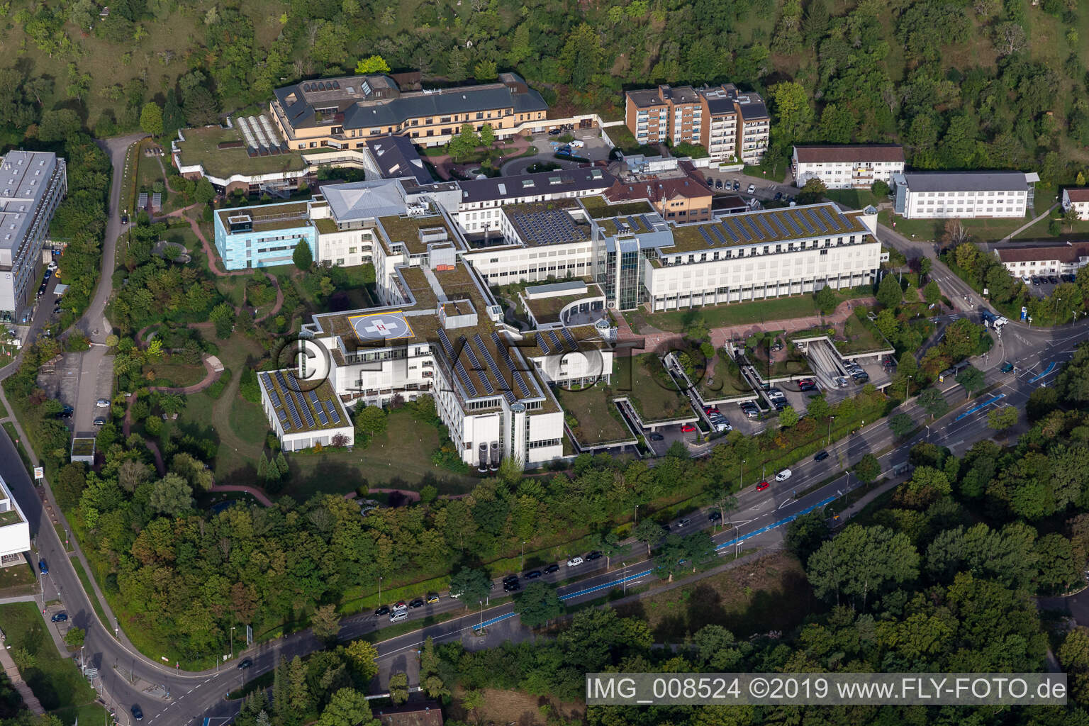 Oblique view of BG Accident Clinic Tübingen in the district Universität in Tübingen in the state Baden-Wuerttemberg, Germany