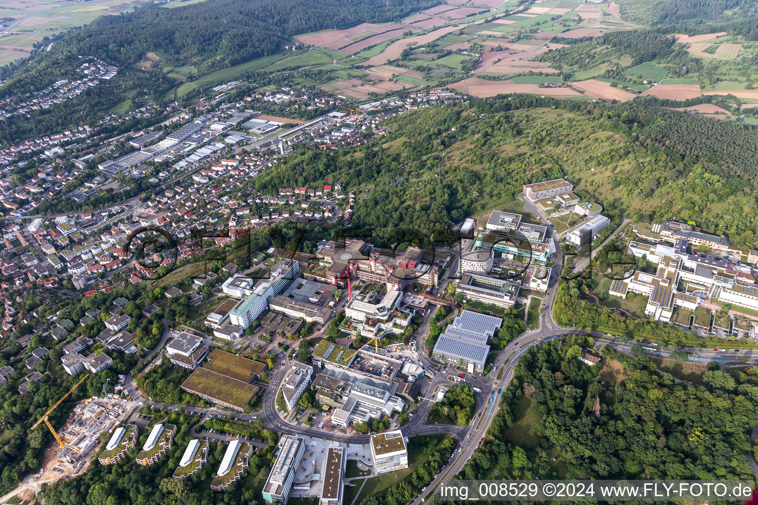 University Hospital Tübingen in Tübingen in the state Baden-Wuerttemberg, Germany from the plane