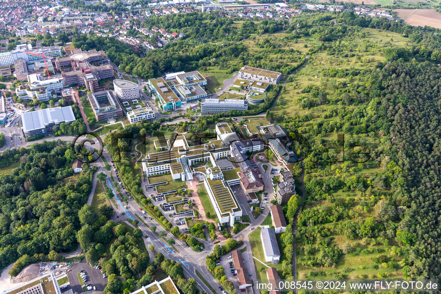 BG Accident Clinic Tübingen in the district Universität in Tübingen in the state Baden-Wuerttemberg, Germany from the plane