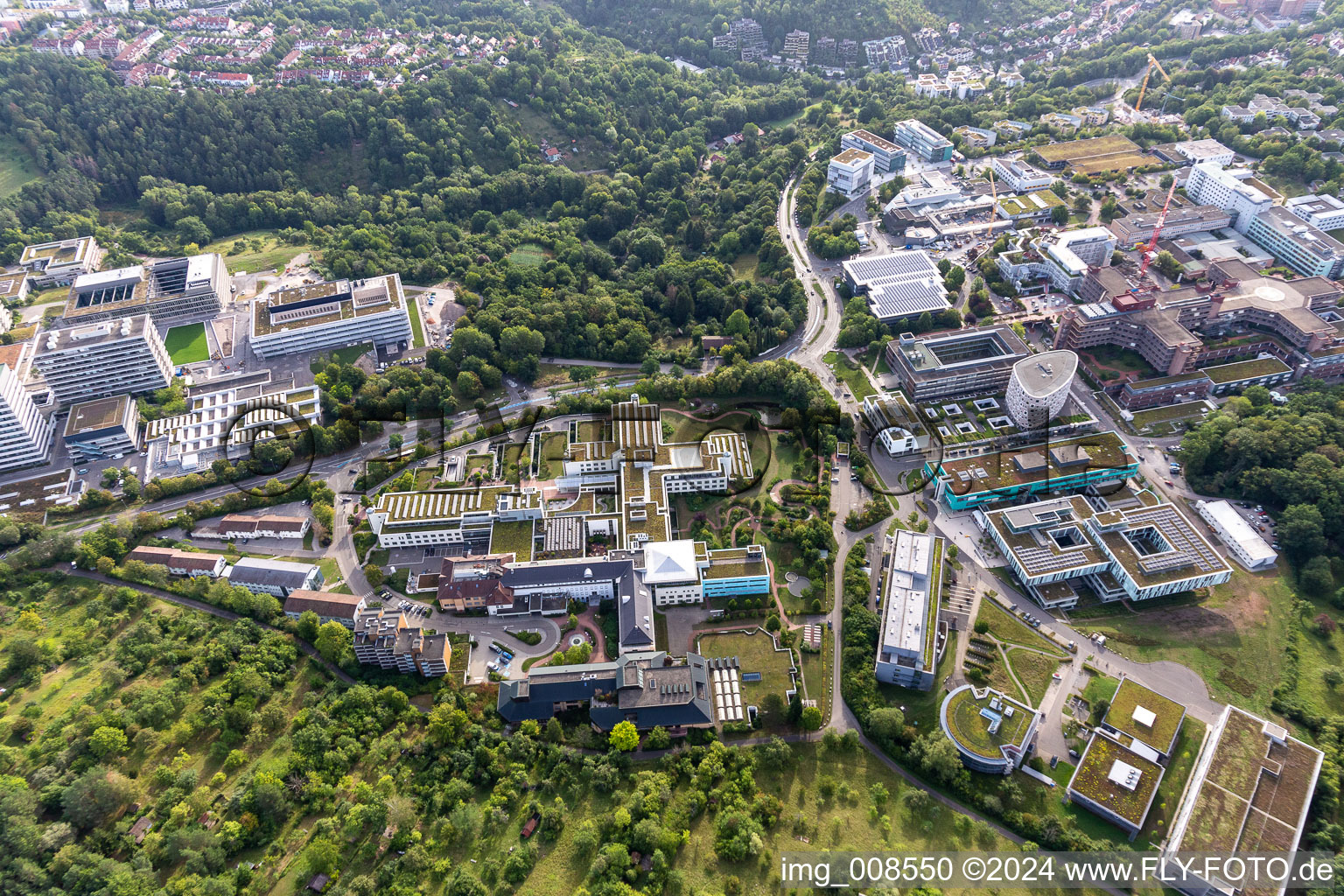 BG Accident Clinic Tübingen in Tübingen in the state Baden-Wuerttemberg, Germany from the plane