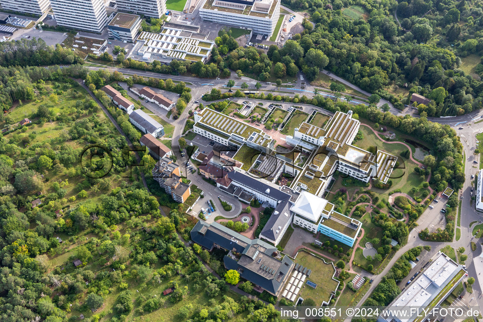 Bird's eye view of BG Accident Clinic Tübingen in the district Universität in Tübingen in the state Baden-Wuerttemberg, Germany