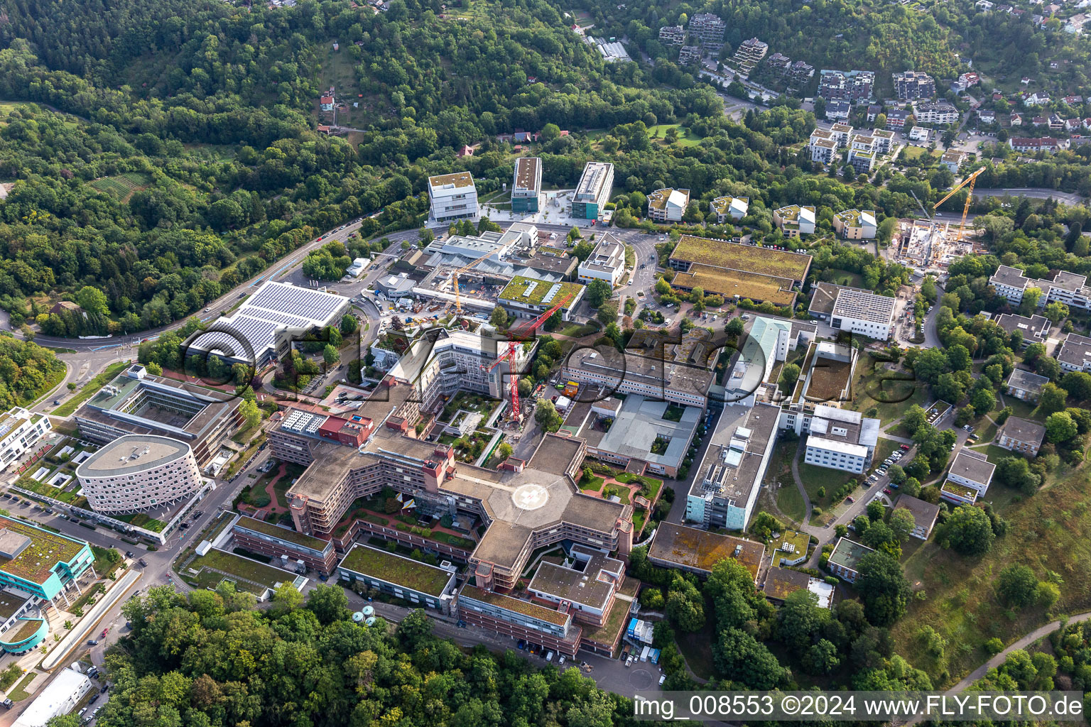 Drone image of University Hospital Tübingen in Tübingen in the state Baden-Wuerttemberg, Germany