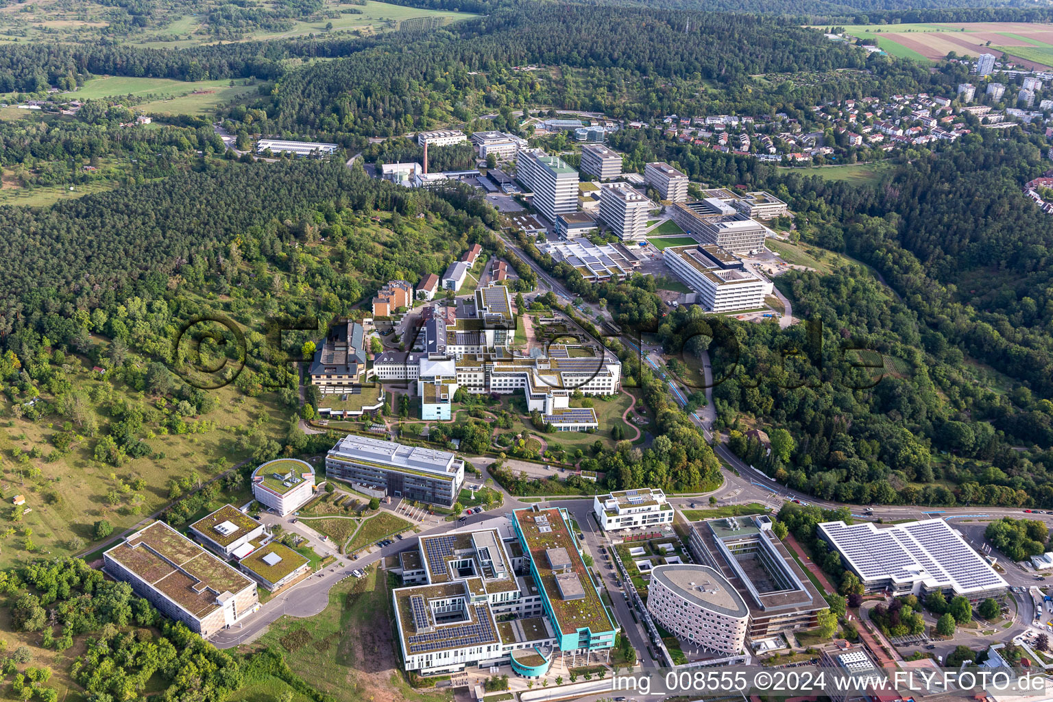 Drone recording of BG Clinic, University and University Hospital Tübingen in Tübingen in the state Baden-Wuerttemberg, Germany