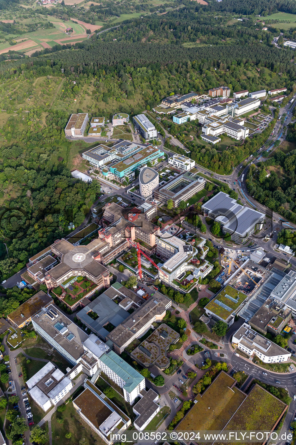 University Hospital Tübingen in the district Universität in Tübingen in the state Baden-Wuerttemberg, Germany from the drone perspective