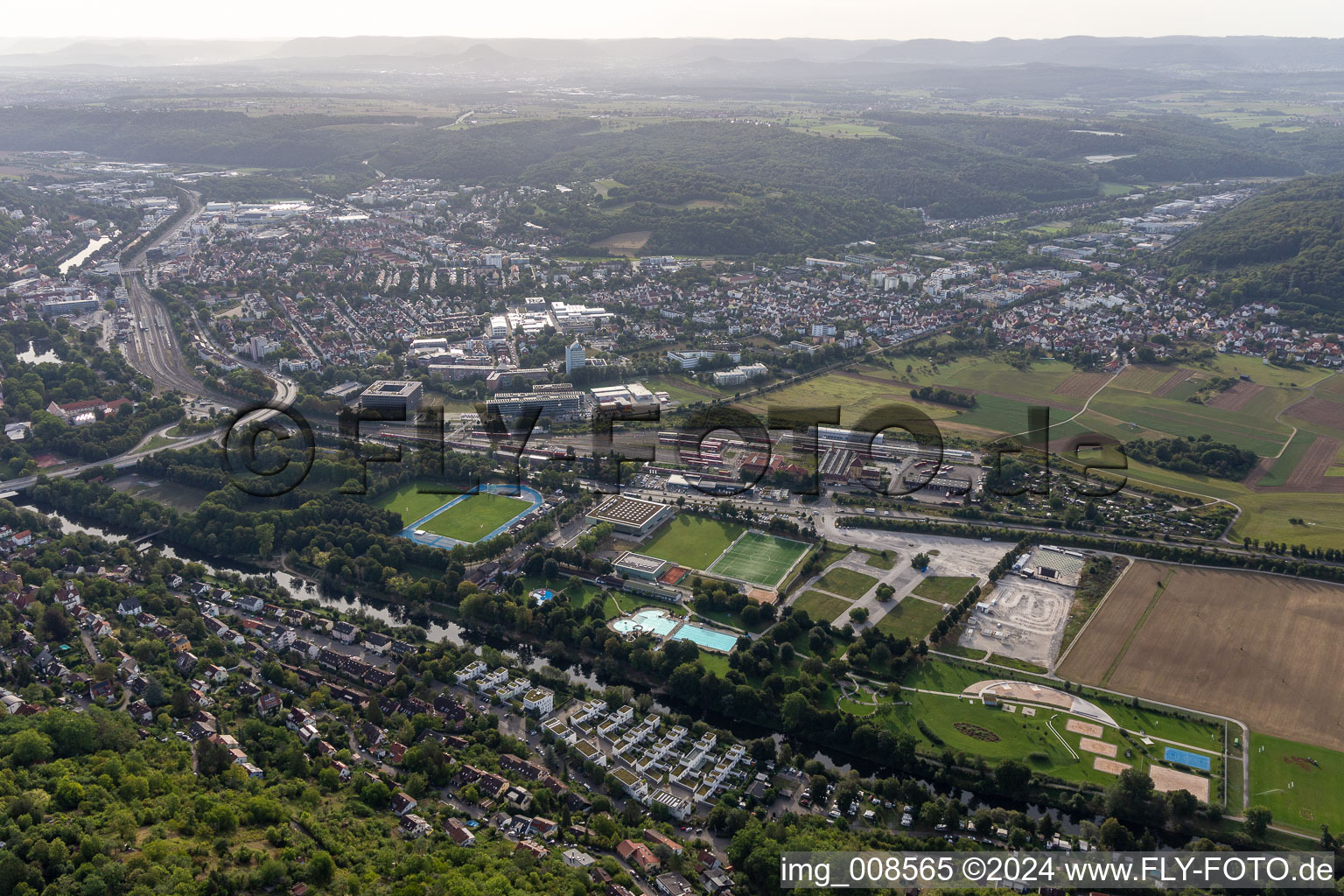 Fairground, outdoor pool, camping, Paul Horn Arena in the district Weststadt in Tübingen in the state Baden-Wuerttemberg, Germany