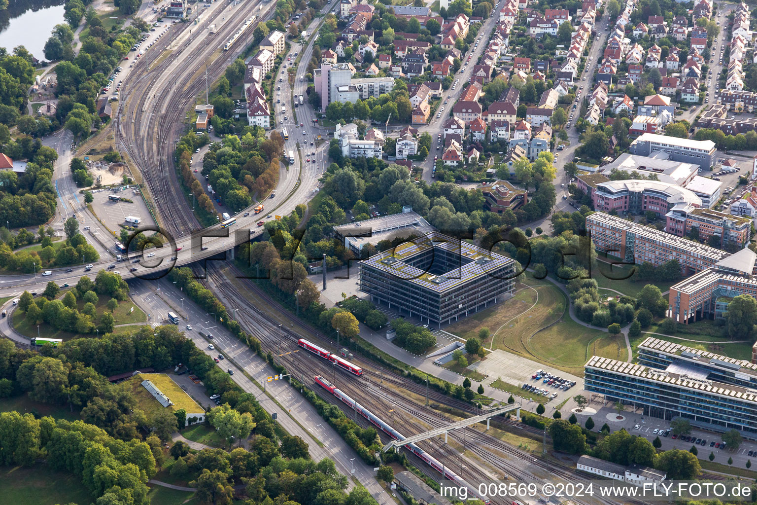 Banking administration building of the financial services company Kreissparkasse Tuebingen - Direktion in Tuebingen in the state Baden-Wuerttemberg, Germany