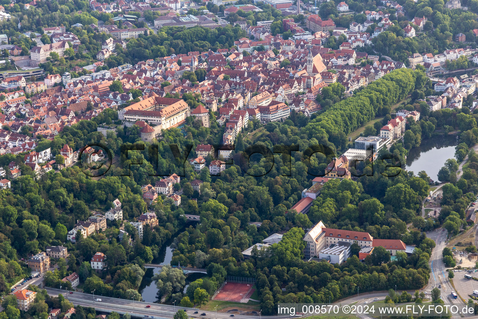 Schloßberg, Hohentübingen Castle, old town in the district Weststadt in Tübingen in the state Baden-Wuerttemberg, Germany