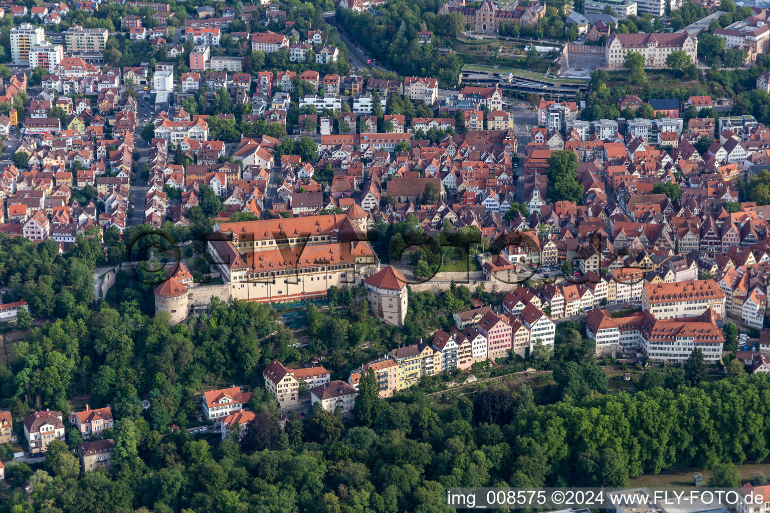 Aerial photograpy of Castle of Hohen Tuebingen in Tuebingen in the state Baden-Wurttemberg, Germany